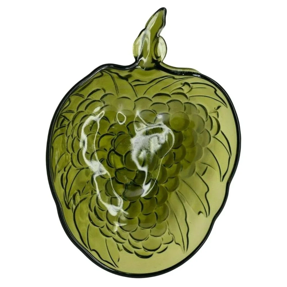 Vintage Indiana Glass Green Grape Fruit Bowl‎ Mid Century Serving Dish